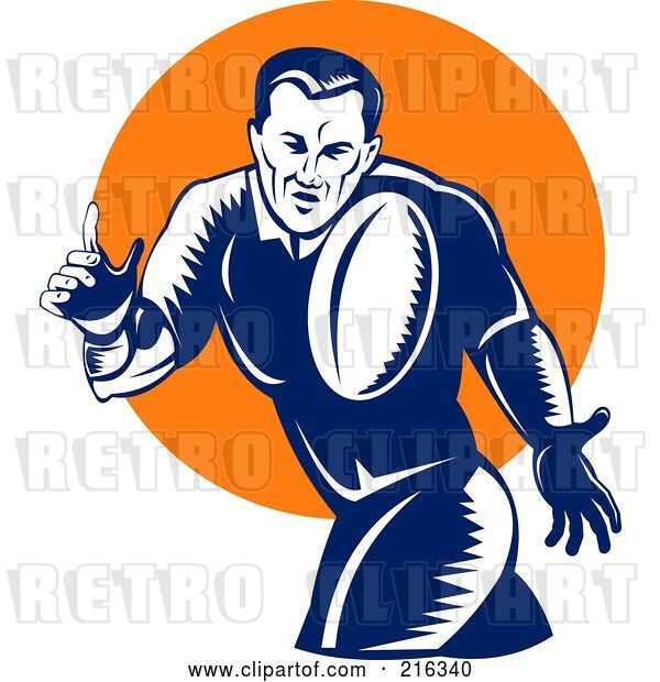 Clip Art of Retro Rugby Football Player - 44