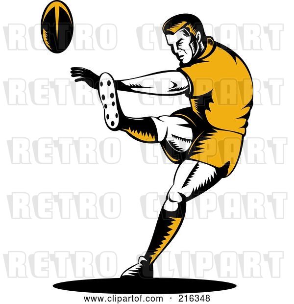 Clip Art of Retro Rugby Football Player - 5