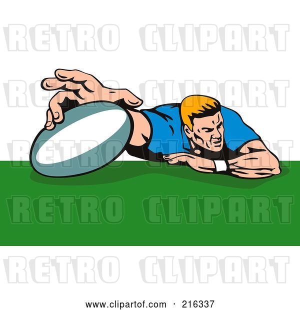 Clip Art of Retro Rugby Football Player - 54