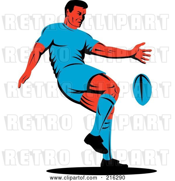 Clip Art of Retro Rugby Football Player - 56