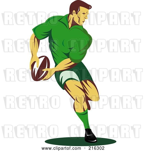 Clip Art of Retro Rugby Football Player - 59