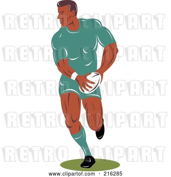Clip Art of Retro Rugby Football Player - 61