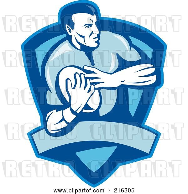 Clip Art of Retro Rugby Football Player - 64