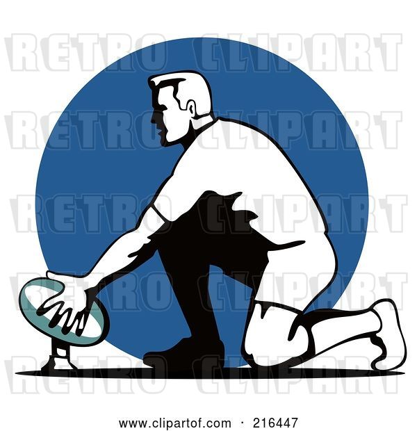 Clip Art of Retro Rugby Football Player - 73