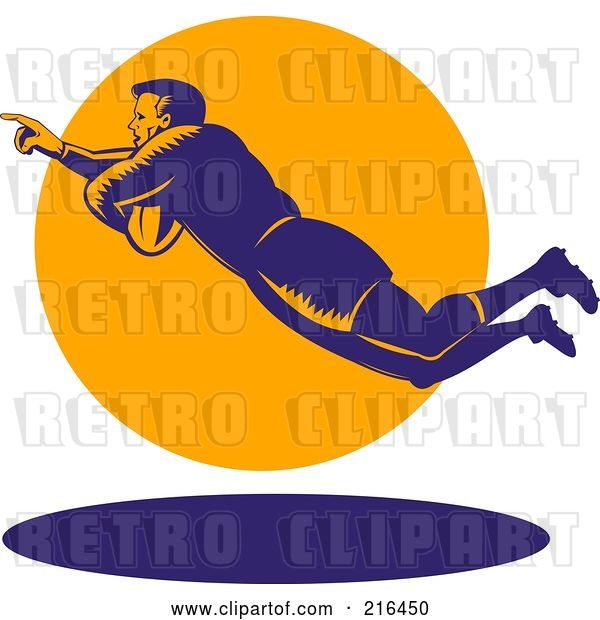 Clip Art of Retro Rugby Football Player - 74