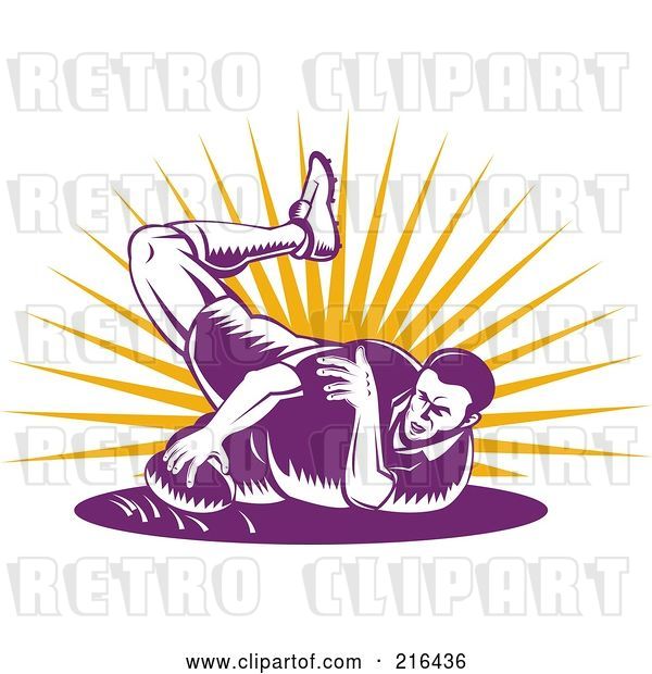 Clip Art of Retro Rugby Football Player - 75