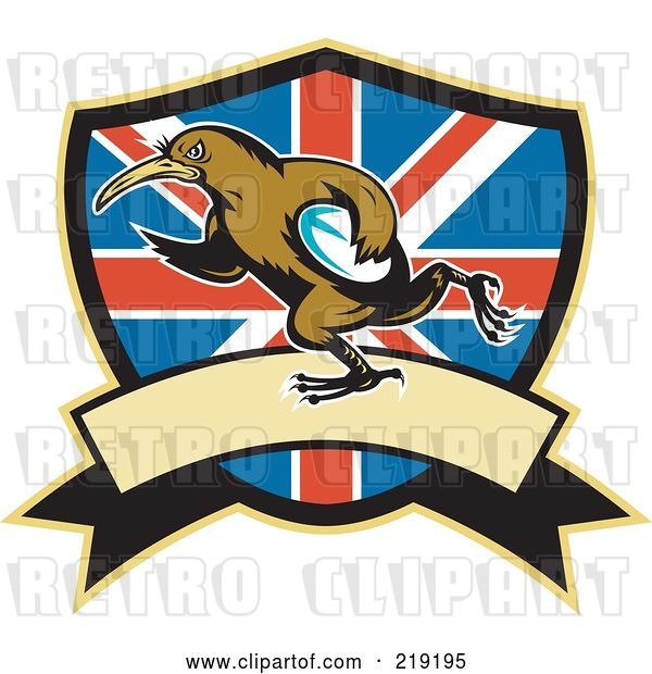 Clip Art of Retro Rugby Kiwi Bird Logo - 4