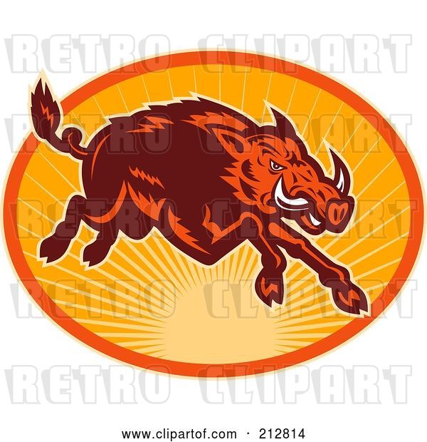 Clip Art of Retro Running Boar Logo