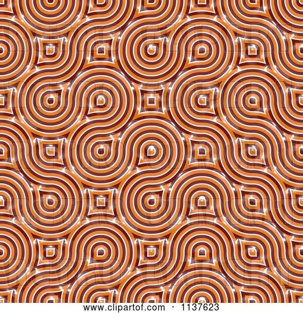 Clip Art of Retro Seamless Orange Truchet Tile Texture Background Pattern Version 5