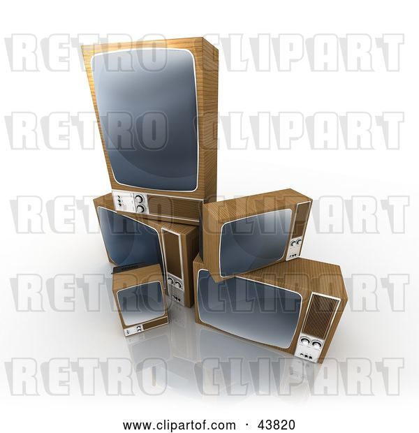 Clip Art of Retro Stacked Box TVs Being Tossed out