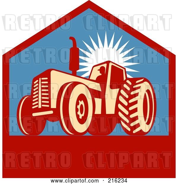 Clip Art of Retro Tractor Logo