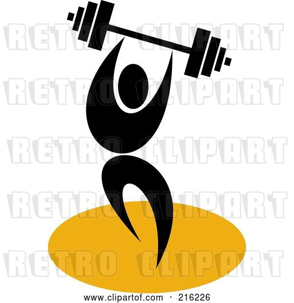 Clip Art of Retro Weight Lifter with a Barbell