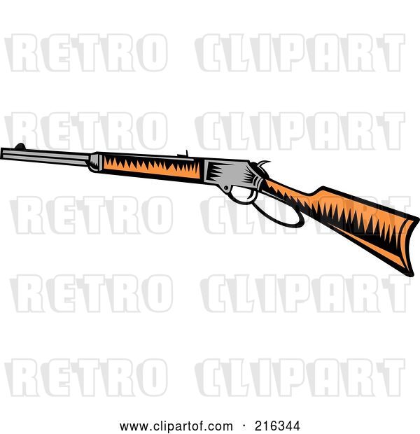 Clip Art of Retro Woodcut Rifle