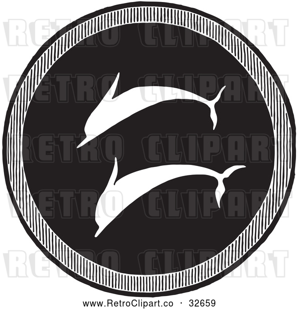 Clipart of a Retro Greek Dolphin Shield