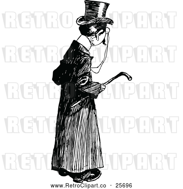 Clipart of a Retro Posh Man Carrying a Cane