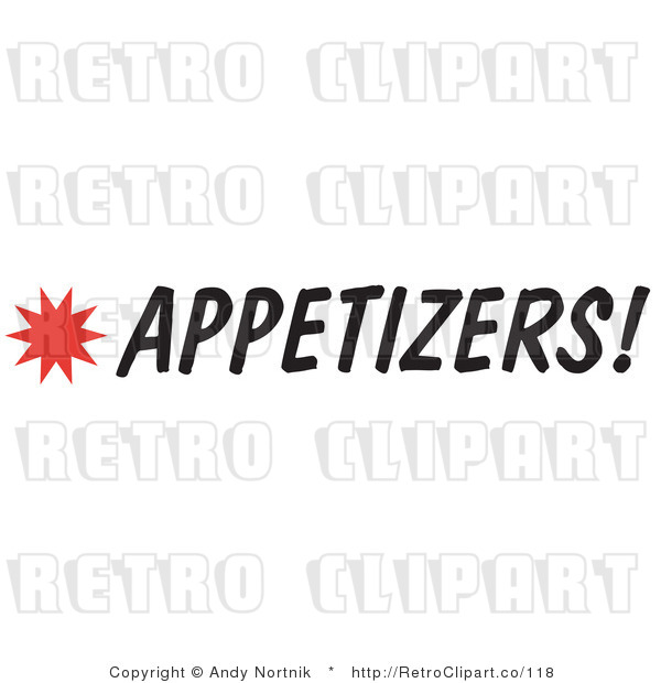 Royalty Free Retro Vector Clip Art of a Appetizers Sign
