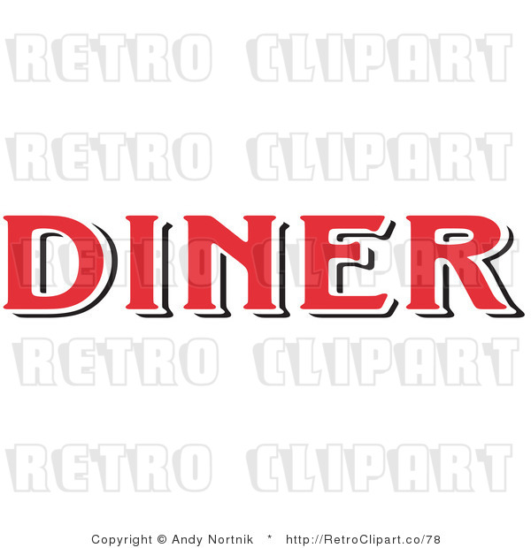 Royalty Free Retro Vector Clip Art of a Red Diner Sign