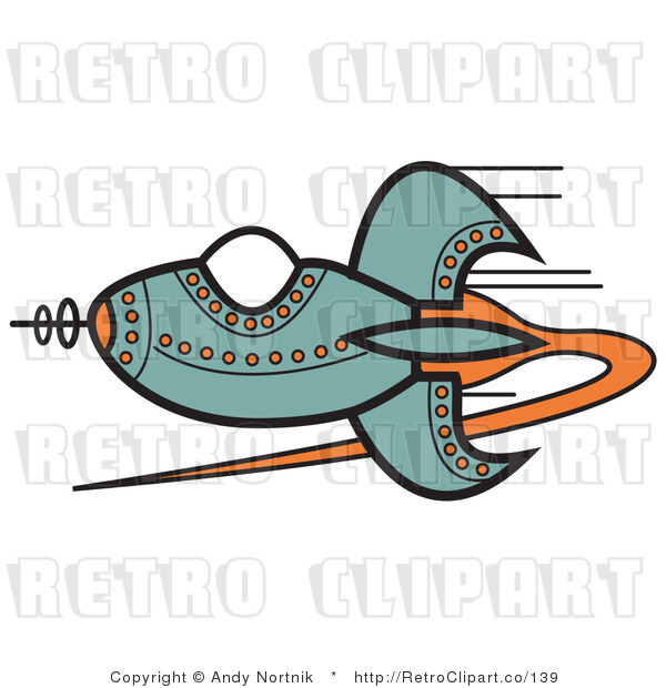 Royalty Free Retro Vector Clip Art of a Space Rocket
