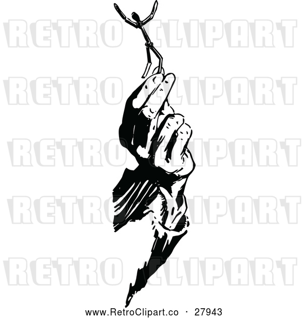 Vector Clip Art of | Hand Holding a Match Stick Man| Royalty Free Vector Illustration
