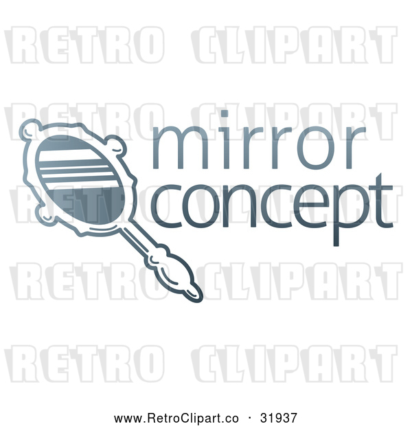 Vector Clip Art of a Gradient Retro Hand Mirror - Sample Text