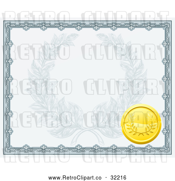 Vector Clip Art of a Retro Certificate Stamped with a Gold Badge
