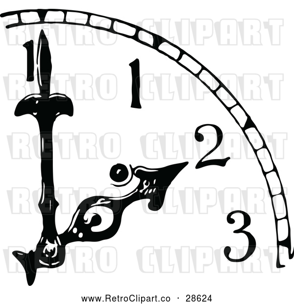Vector Clip Art of a Retro Clock with Hands Pointing to 2