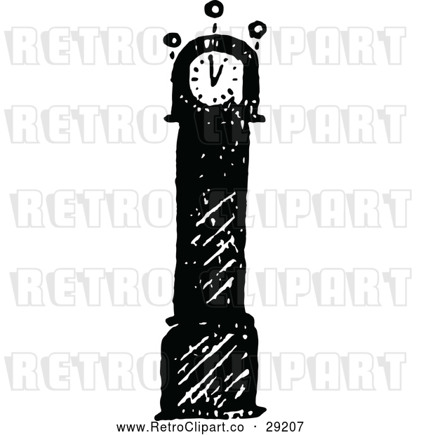 Vector Clip Art of a Retro Grandfather Clock at One O'clock