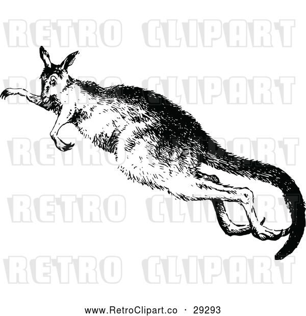 Vector Clip Art of a Retro Kangaroo Jumping