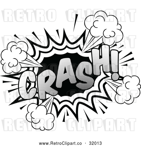 Vector Clip Art of a Retro Pop Comic Crash Effect in Black and White
