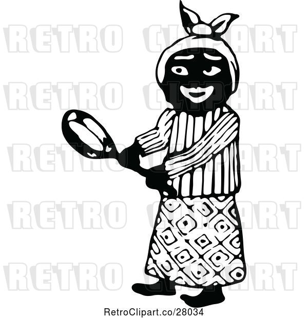 Vector Clip Art of African Lady Holding a Pan