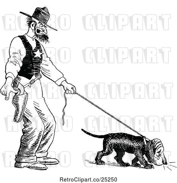 Vector Clip Art of Angry Sheriff and Blood Hound off Track