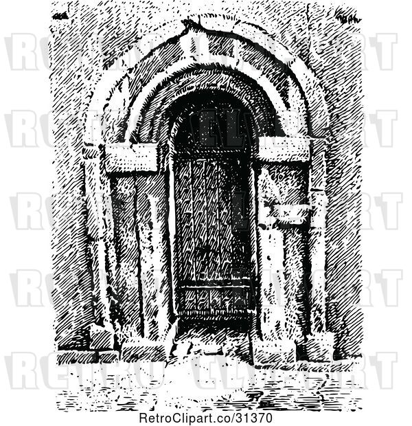 Vector Clip Art of Arched Church Doorway
