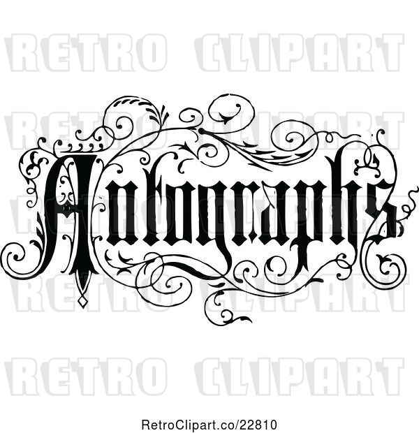 Vector Clip Art of Autographs Sign with Vines