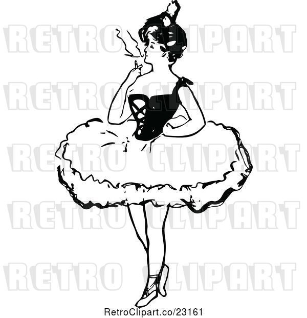 Vector Clip Art of Ballerina Smoking a Cigarette