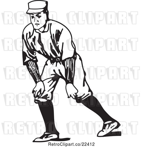 Vector Clip Art of Baseball Player Ready to Run