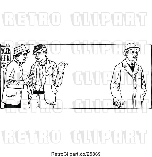 Vector Clip Art of Border of Men Talking About Another