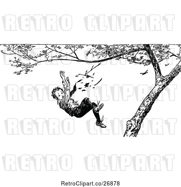Vector Clip Art of Boy Falling from a Tree