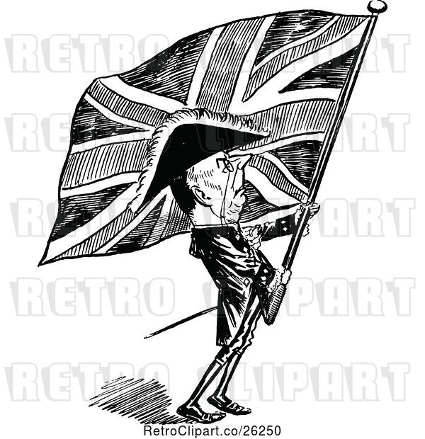 Vector Clip Art of Britsh Patriot with a Flag