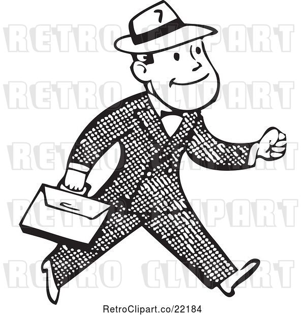 Vector Clip Art of Business Man Carrying a Briefcase