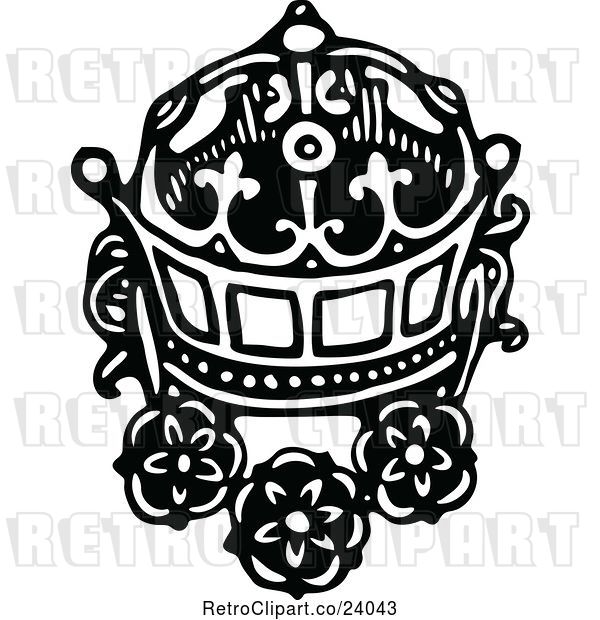 Vector Clip Art of Crown and Flowers