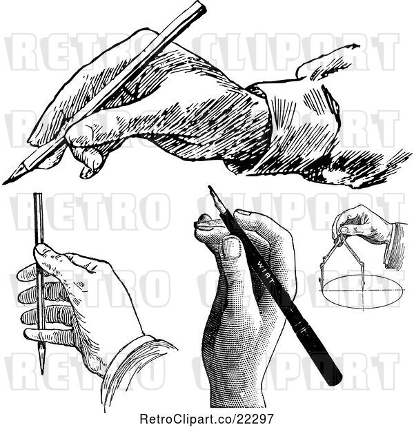 Vector Clip Art of Digital Collage of Drawing Hands