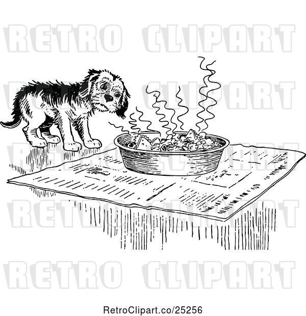 Vector Clip Art of Dog and Hot Meal