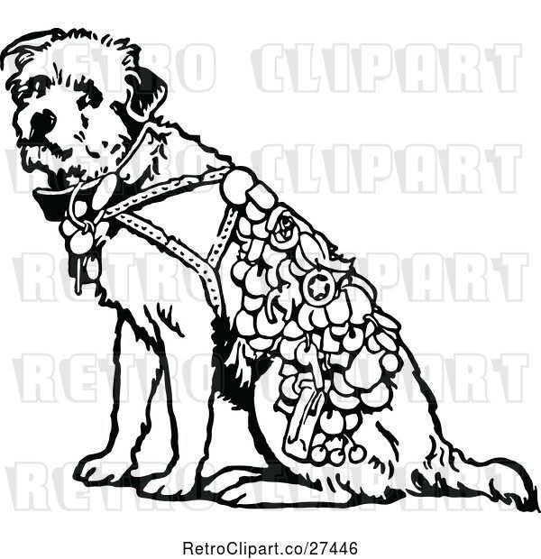 Vector Clip Art of Dog with a Vest