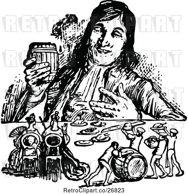 Vector Clip Art of Giant Dining with Little People