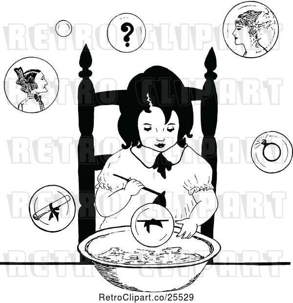 Vector Clip Art of Girl Eating and Dreaming