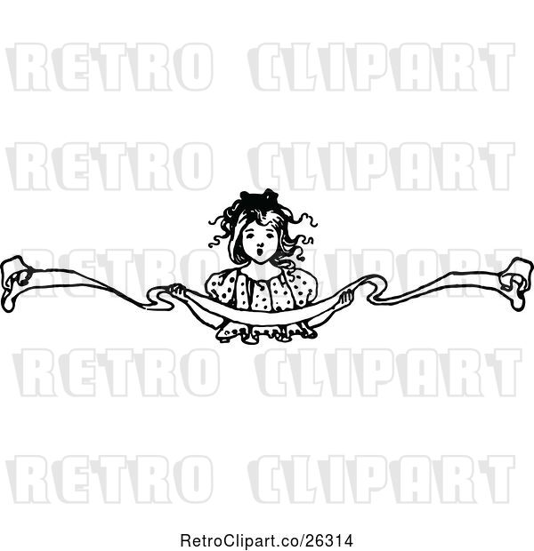 Vector Clip Art of Girl Holding a Ribbon