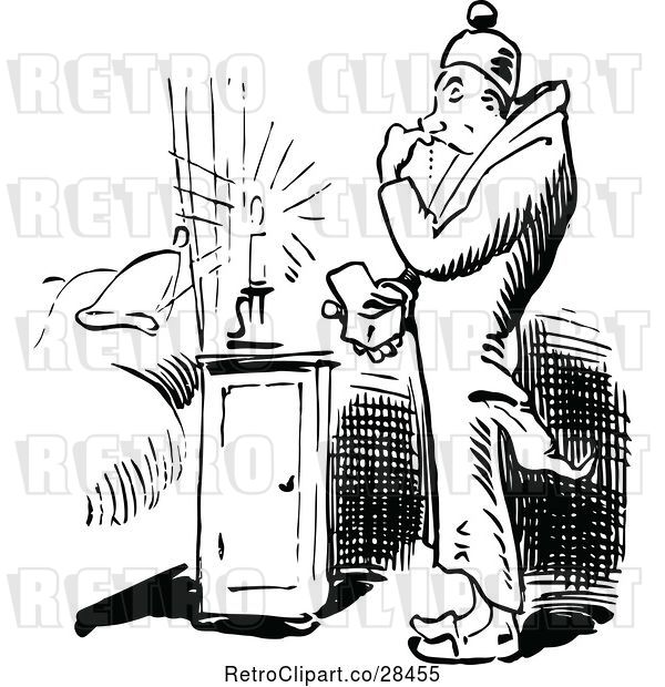 Vector Clip Art of Guy Burning His Finger Trying to Snuff out a Candle