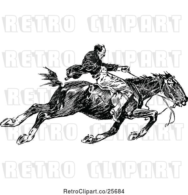 Vector Clip Art of Guy Riding a Fast Horse