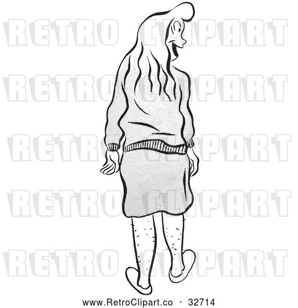 Vector Clip Art of Happy Woman with Hairy Legs
