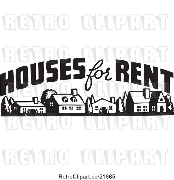 Vector Clip Art of Houses for Rent Sign